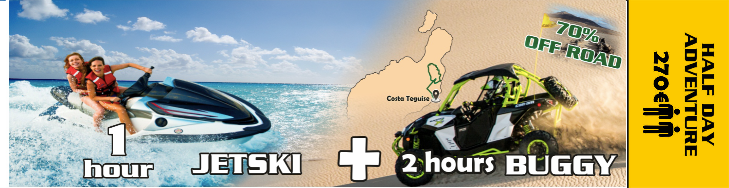 Combo jet ski Papagayo y buggy por el norte